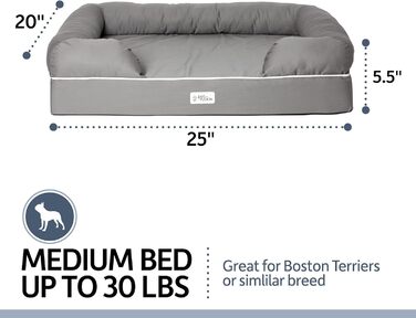 Крісло-лежанка для собак та котів PetFusion Ultimate Memory Foam, сірий колір, 64 x 51 x 14 см