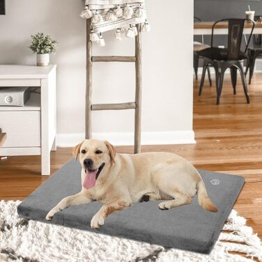 EMPSIGN Dog Bed for Large Dogs, Washable Dog Cushion, Waterproof Dog Bed XL 104x71x7.6cm, Dog Cushion Suitable for Cages, Dog Mat with Removable and Washable Cover for Large Dogs, Grey