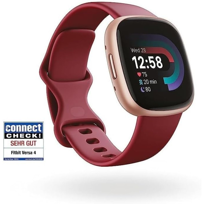 Смарт-годинник Fitbit Versa 4 – фітнес-трекер з GPS, телефоном, 6 днів роботи від акумулятора, 40+ режимів тренувань, сумісний з Android/iOS, рожевий пісок / алюміній, колір мідно-рожевий