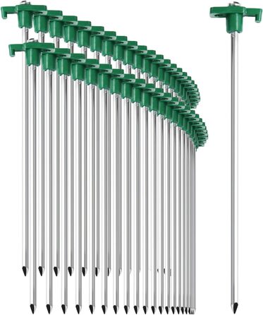 com-four® 48x Tent Stakes from Steel 250mm x Ø 7mm - Long and robust ground stakes with plastic holder - Rock bottom stake for camping and outdoor - ideal for normal and hard ground