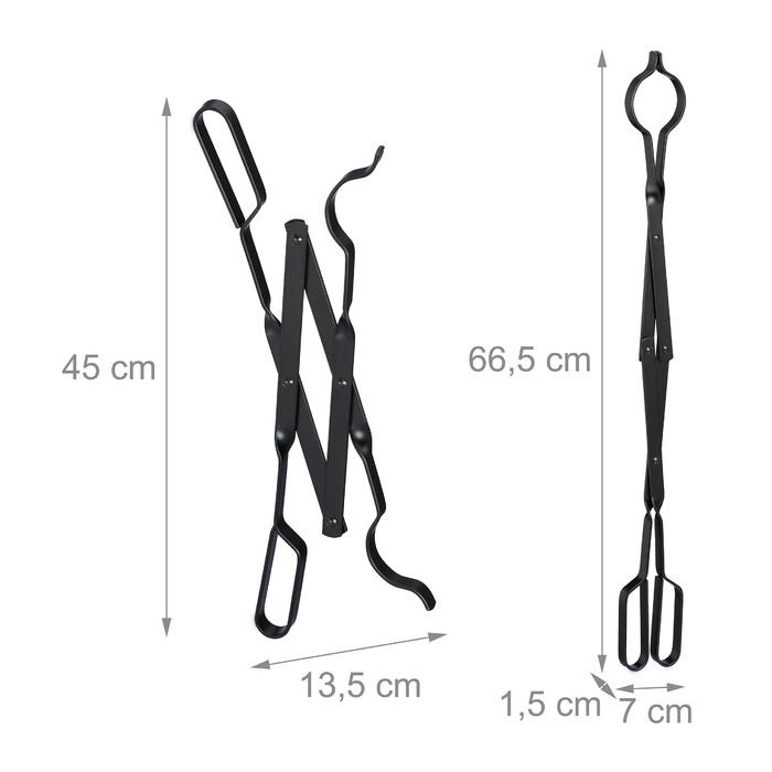 Relaxdays Long Steel Fireplace Tongs