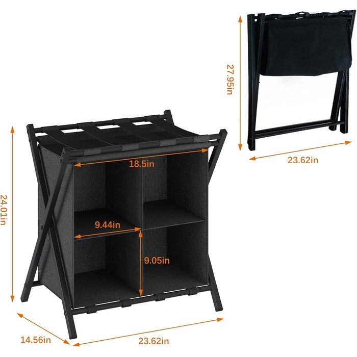 ABOXOO 2-Pack Luggage Rack with Storage, Guest Room, Folding, Holds up to 54.4 kg, Space-Saving Suitcase Rack for Guest Rooms, Bedrooms, Hotels, Black