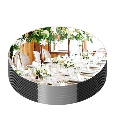 8 круглих дзеркал для декору столу: акрилові, для свічок, 30см та 20см