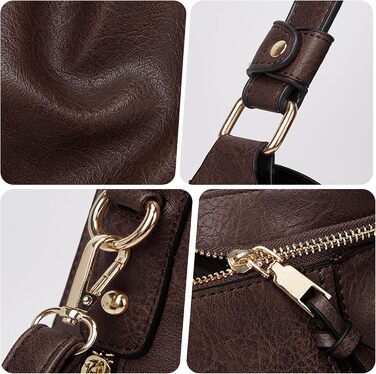 Сумка жіноча шопер велика елегантна через плече, PU-шкіра, замок, з кишенею, колір кава