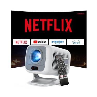 Портативний проєктор LYNCAST N300: 4K, Android 13, WiFi 6, Bluetooth 5.4, сумісний з Netflix, iOS, USB, HDMI