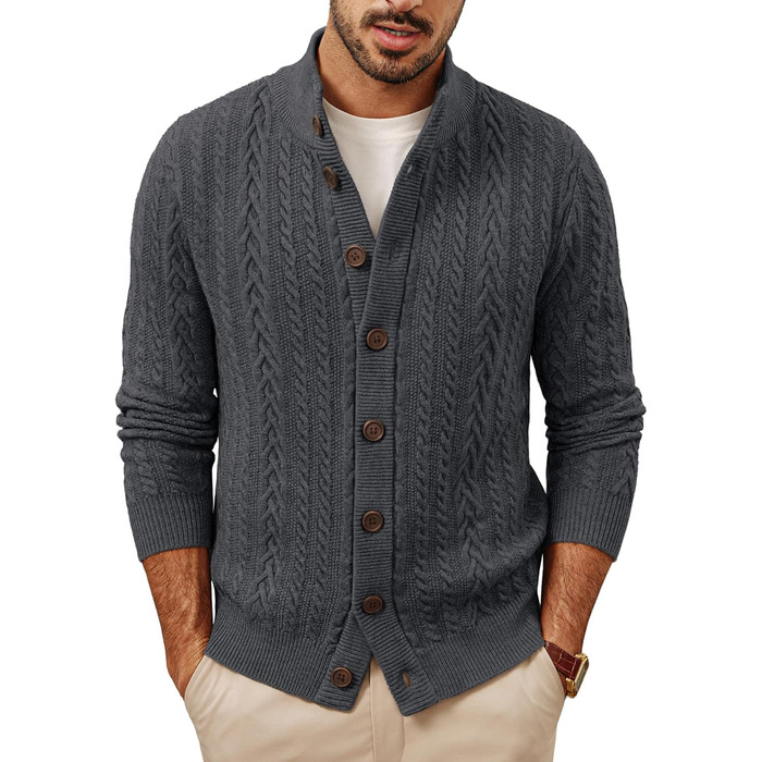 Кардиган чоловічий PJ PAUL JONES з косими візерунками, на ґудзиках, великий в'язання, XXL, темно-сірий