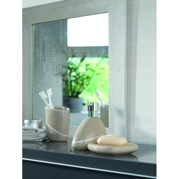 Миска для мила Spirella Etna з імітацією каменю, 15x11x3 см, бежево-пісочний колір