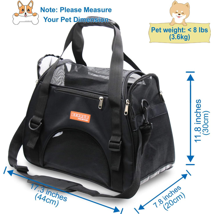 Трансформер для тварин у подорожі: переноска для котів, собак, кроликів, хом'яків. Підходить для авіаперельотів, м'яка, з плечовим ременем (Чорний, M - 47x27x28 см, до 5 кг) L 44 x 30 x 20 см Чорний