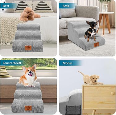 Pet Stairs, Dog Stairs for Small Dogs, Waterproof Dog Stairs 40 cm High, Injury Prevention High-Quality Sponge Cat Stairs, Non-Slip Washable Dog Ramp for Sofa Bed Car