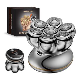 Машинка для гоління голови 7D PRO MAXGROOM IPX6, срібляста, акумуляторна (1400mAh), 8800 об/хв, для чоловіків