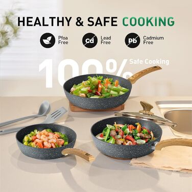 Набір кухонного посуду Kitchen Academy 12 предметів з антипригарним покриттям. Тöpfe та Pfannen для Induktion, Gasherde та Mikrowelle, сірий колір