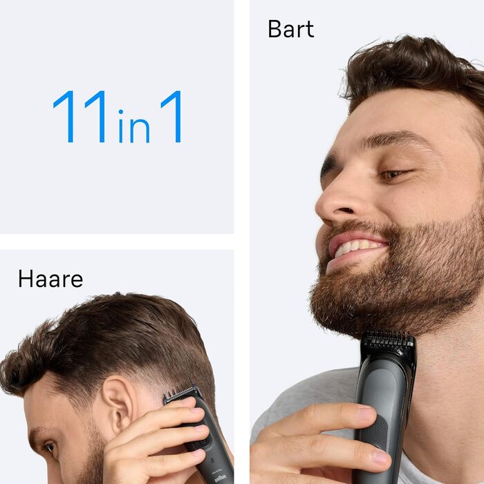 Braun Multigroom Series 3 AIO3545: Триммер 8-в-1 для бороди, волосся та тіла (сірий)