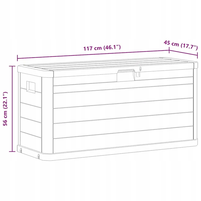 Садовий ящик vidaXL 45687, коричневий, 117x45x56 см, 280 л