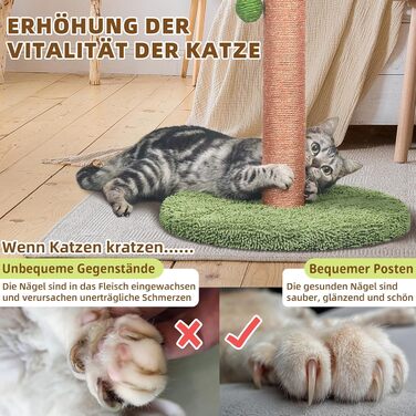 84 cm Scratching Posts Cute Cat Scratcher Kitten Scratch Tree with Sisal Rope for Indoor Cats Palm Cat Scratching Tree with Dangling Balls for Small Cats