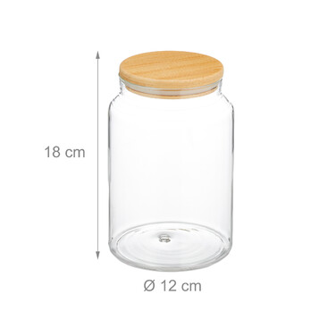 Relaxdays Set of 3 Storage Jars with Lid, 1500 ml