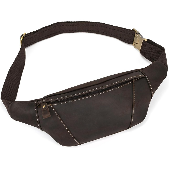 Чоловіча поясна сумка з натуральної шкіри LUUFAN, темно-коричнева (1034)