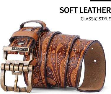 Чоловічий шкіряний ремінь BISON DENIM з класичною пряжкою, міцний, для джинсів, довжина 115 см, підходить для талії 36'-39'