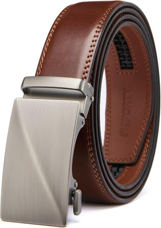 Чоловічий шкіряний ремінь на пряжці, 3,5 см, регульований, для джинсів, комфортна посадка (46-52W, C-tan)