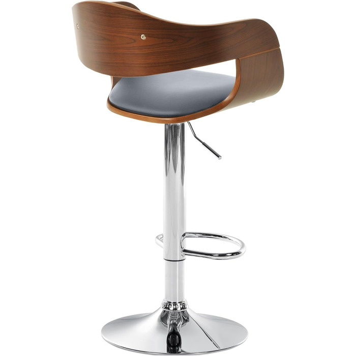 Kingston Adjustable Bar Stool with Faux Leather Seat - Walnut/Gray