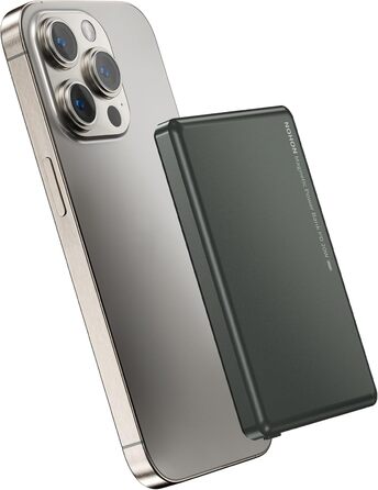 Power Bank NOHON Mag-Safe 5000mAh: Бездротовий акумулятор з магнітним кріпленням, 20W, USB-C, для iPhone 17/16/15/14/13/12 Pro/Pro Max (Грашко-чорний)