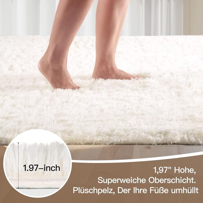 Килимок для вітальні Sour Lemon, 60 x 120 см, сірий, для спальні, миючий, нековзний, пухнастий, з бахромою (слонова кістка, 80x300 см)