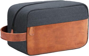 Чоловічий дорожній туалетний набір Elviros, подарунок для чоловіків, з можливістю підвішування, Dopp Kit, водонепроникний, з PU-шкіри, велика місткість, для подорожей та ванної кімнати (Морська синя, поверхня з PU-шкіри)