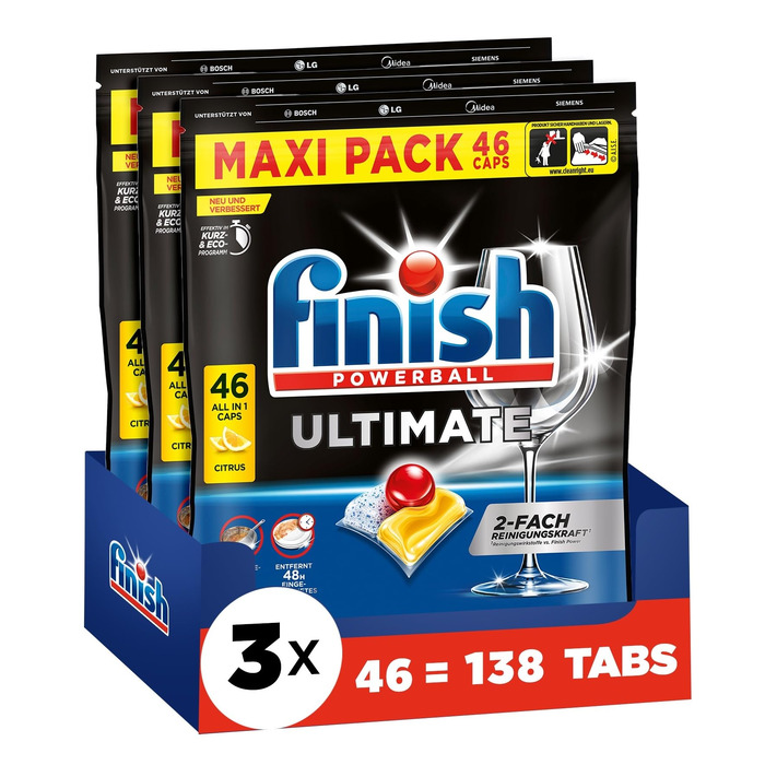 Таблетки для посудомийних машин Finish Ultimate Citrus, XXL упаковка, 276 шт — максимальне очищення, розчинення жиру та блиск