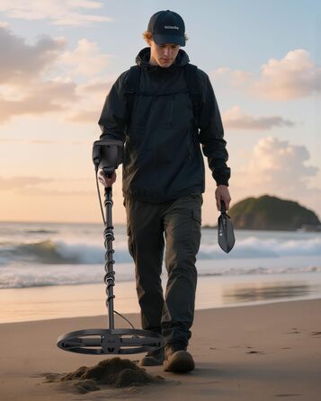 Металошукач професійний для дорослих Metalldetektor з 13'' водонепроникною котушкою DD, частота 19.23 кГц для пошуку срібла та золота, регульована балансування ґрунту, 3 режими пошуку, глибина виявлення 12''