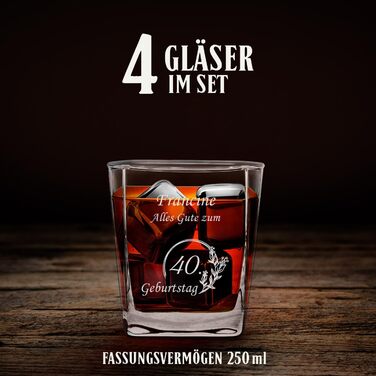 Maverton Whiskey Decanter + Set of 4/6 Whiskey Glasses with Engraving - 700ml Whiskey Decanter - Perfect for Christmas - Birthday Gift for Men - Congratulations