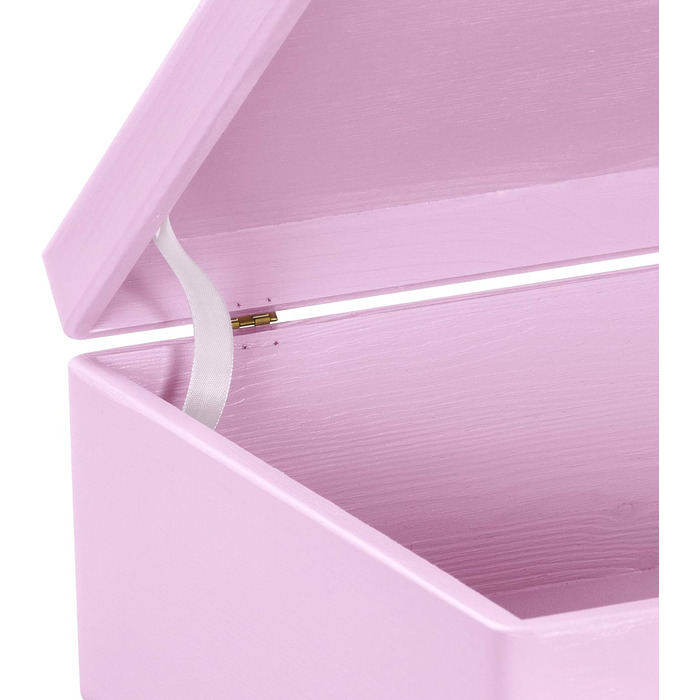 Large Wooden Box with Lid - All-Purpose Wooden Box - Storage Box | Toy Chest - Gift Packaging | Decorative Box for Crafts FSC® (approx. 40 x 30 x 14 cm | L, Pink)