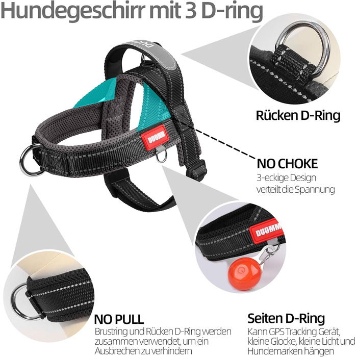 Нашийник для собак середніх та маленьких порід з повідком, кольоровий, з м'якою підкладкою, з ручкою та кільцем, світловідбиваючий, легкий, чорно-сірий, розмір M