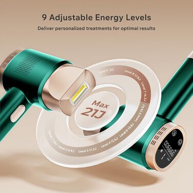 Пристрій для епіляції IPL, лазерний епілятор з 9 рівнями потужності, 600 нм червоне світло, LCD-сенсорний екран, для жінок та чоловіків, обличчя, бікіні-зона, тіло, зелений