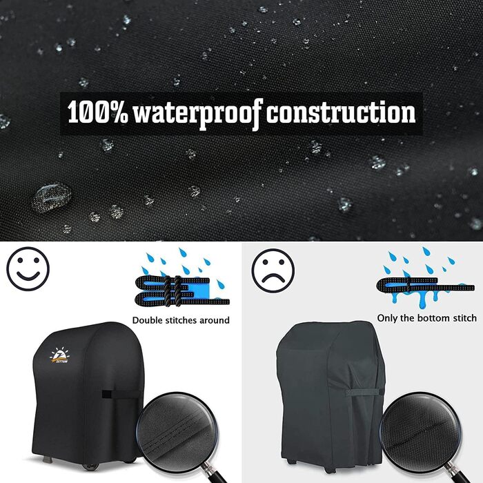 Чохол для гриля Zettum 76 см, водонепроникний, для Weber Spirit 210/Е-210, преміум, міцний, з PU покриттям, для складаної бічної полиці (76x66x109 см)
