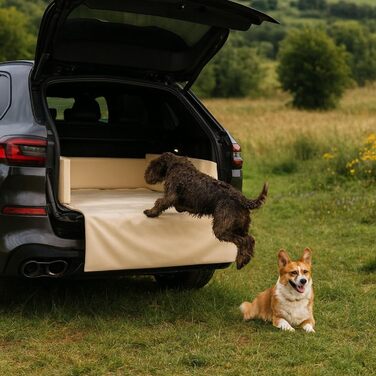 Килимок для собак у багажник Golden Dog, захист сидінь авто, штучна шкіра, 110 x 90 см, кремовий