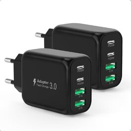 Мережевий адаптер USB-C 40W 4-портовий Cshare з PD 3.0, USB-C та USB-A, для iPhone, iPad, Samsung Galaxy, Android, білий/чорний