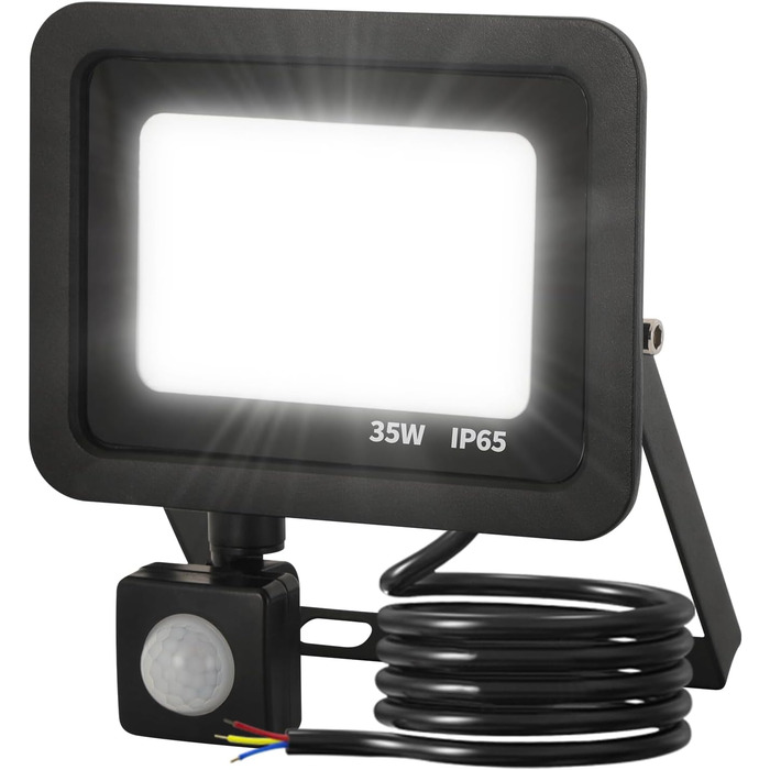 LED Floodlight 50W, Outdoor 5000LM, Spotlight 72 LED IP65 Waterproof, Outdoor Floodlight 6500K Cold White, 230V for Garage, Garden 【2 Pack Black】 (35wg 6500k Cold White, Motion Sensor)