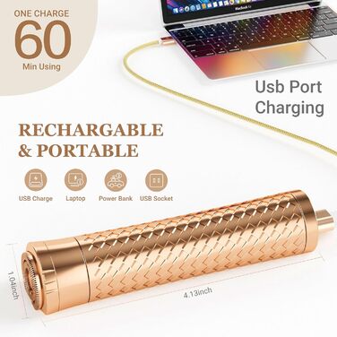 Електричний прилад для видалення волосся для жінок, бездротовий депілятор, безболісний електробритва для губ, рук, обличчя, пушкового волосся (Золотий)