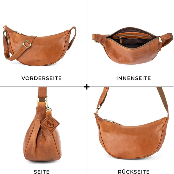 Сумка через плече Berliner Bags Luna з натуральної шкіри, коричнева. Містка жіноча сумка-банан
