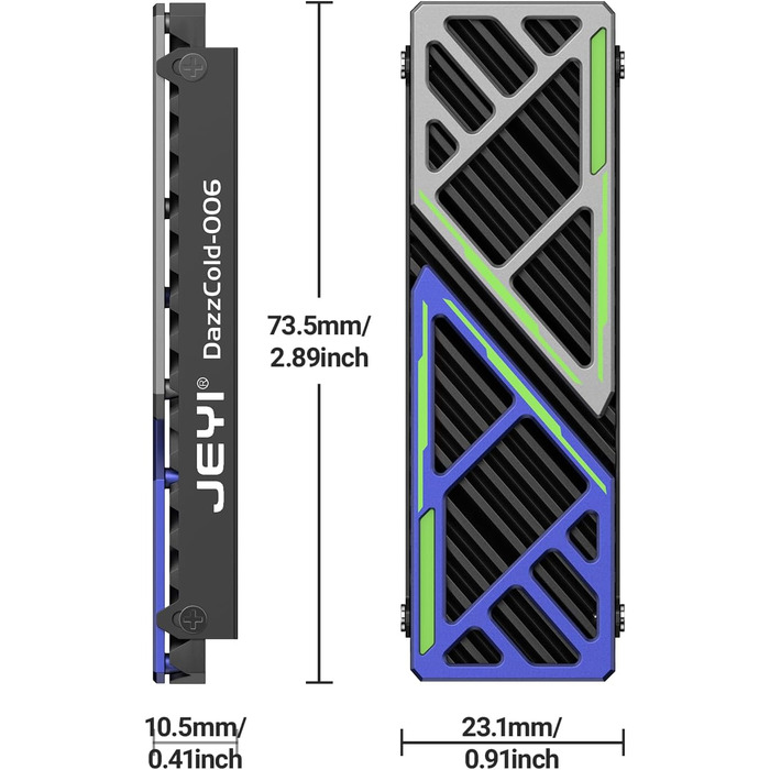 Радіатор охолодження для SSD M.2 JEYI, мідні ребра з алюмінієвою рамкою, пасивне охолодження, Finscold – 1.7 мм (Dazzcold006)