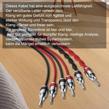 Акустичний кабель HiFi Biwire 2x банани - 4x банани, 2.5м, позолочені роз'єми