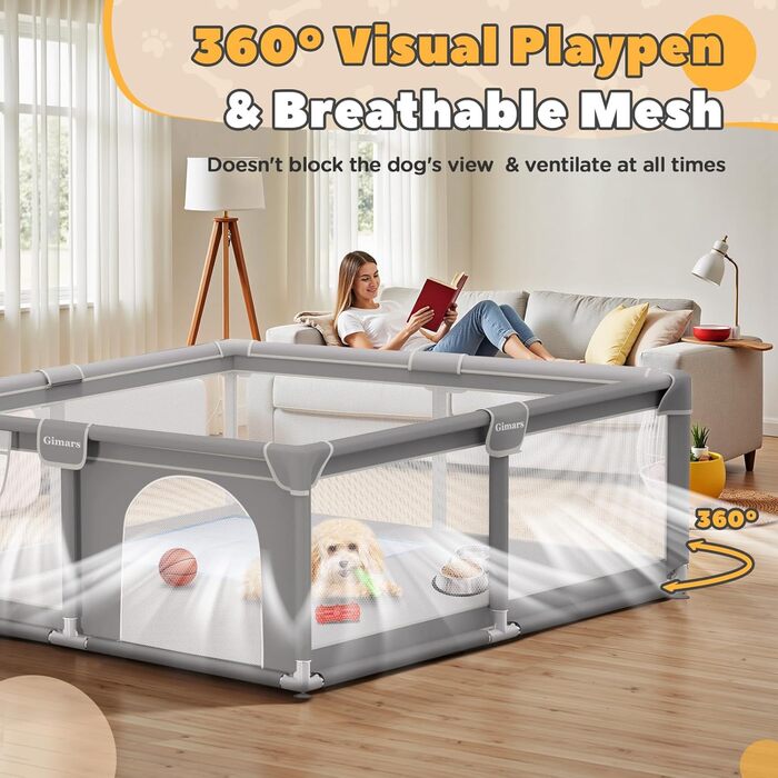 Кізочок для цуценят 127x127x66 см з дверима, ігровий загін для цуценят або маленьких собак, надійний захисний загін з щільною тканиною, міцною сіткою з нейлону, придатний для прання в машині, світло-сірий