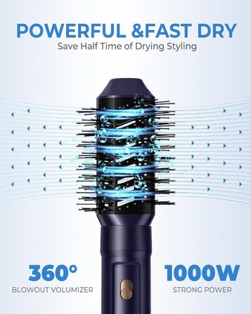 Професійний мультистайлер для волосся 6 в 1: фен, плойка, брашін, термощітка, випрямляч, Airbrush. Подарунчий набір для жінок (Блакитний)