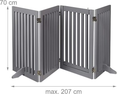 Захисне ворота для собак Relaxdays: сіре, самостійне, з дверцятами, 70x207 см, складне, на ніжках