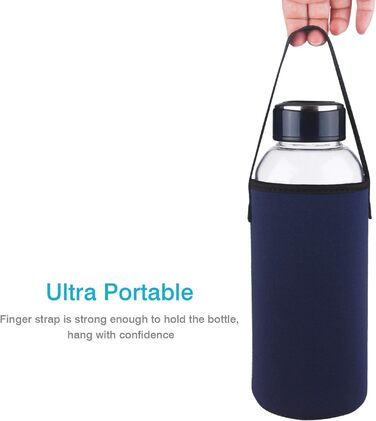 1.5 Liter / 1.5L Glass Drinking Bottle with Neoprene Sleeve 1500ml Borosilicate Glass Water Bottle with Stainless Steel Lid BPA Free Glass Bottle