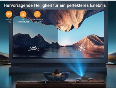 YABER Проектор для домашнього кінотеатру, 1080P Full HD, підтримка 4K, автофокус, корекція Keystone, WiFi 6, Bluetooth, портативний, для смартфона/Fire TV Stick/PS5