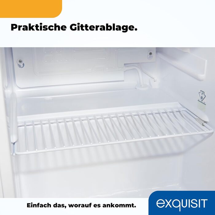 Міні-холодильник Exquisit 40 л, білий, ширина 45 см, висота 51 см, без морозильної камери, двері відкриваються зліва/справа, модель KB505-V-040E