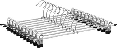 SONGMICS Кліпси для штанів та спідниць, металеві вішалки, 31 см, набір 10 шт., чорно-срібні