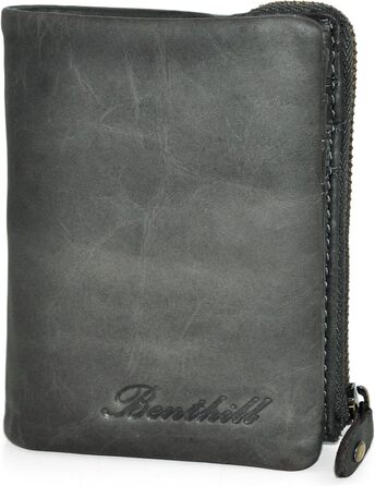 Benthill Small Wallet - Genuine Leather - Women's Wallet with RFID Protection - 6 Card Slots - Slim Wallet incl. Gift Box, Color: Olive - Grey