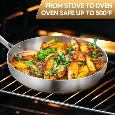 Набір сковорідок Inqibee з нержавіючої сталі 24 та 26 см - 2 шт. | Для всіх типів плит, включаючи індукцію, та духовки, безпечно мити в посудомийній машині