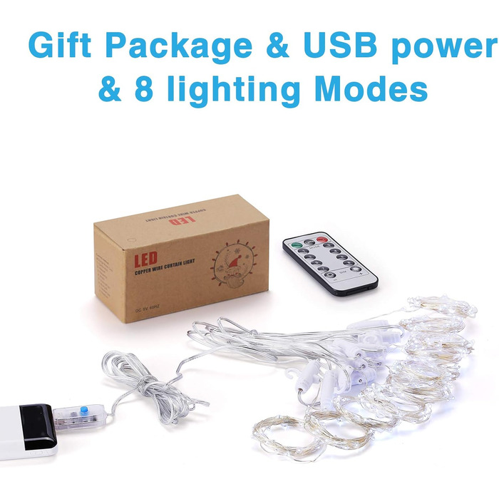 Льодогенератор 3Mx3M 300 LED, USB, з пультом та таймером, для декору приміщень, водонепроникний, білий